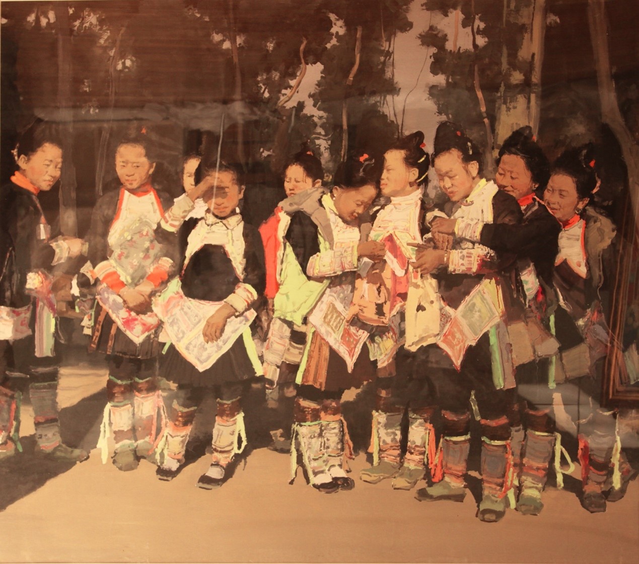 <h2>岜沙姐妹</h2><p>作者：陆庆龙</p><p>创作年代：2015年</p><p>规格：146cm×162cm</p><p>品类：水彩</p>